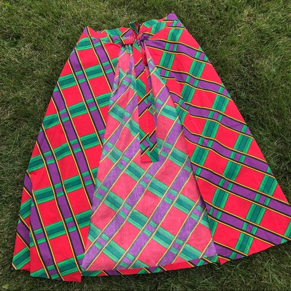 Vintage 1970s Tartan Check Cotton Maxi Wrap Skirt - Picture 4 of 8